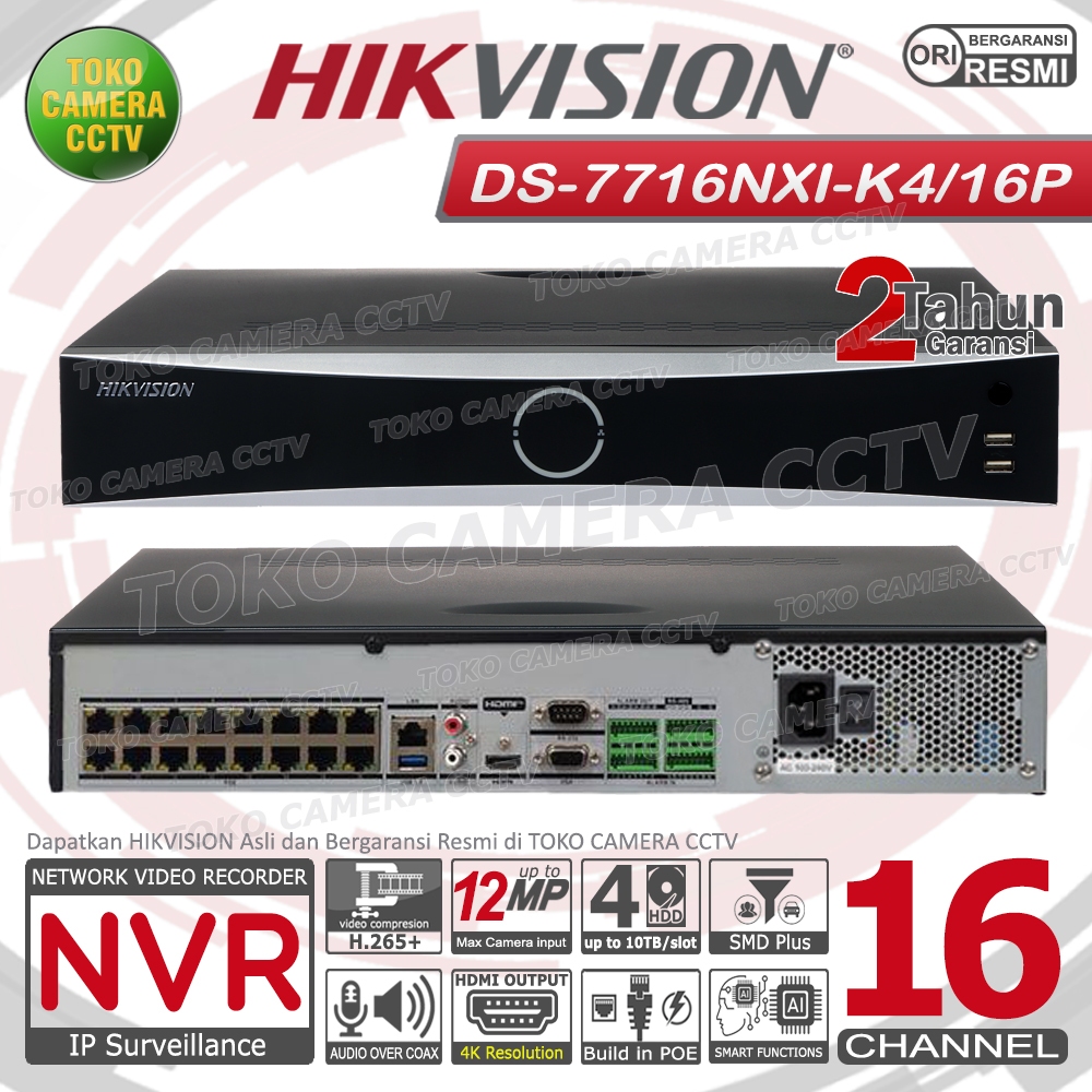 Jual NVR 16 CHANNEL HIKVISION DS-7716NXI-K4/16P NVR 16CH POE 12MP ...