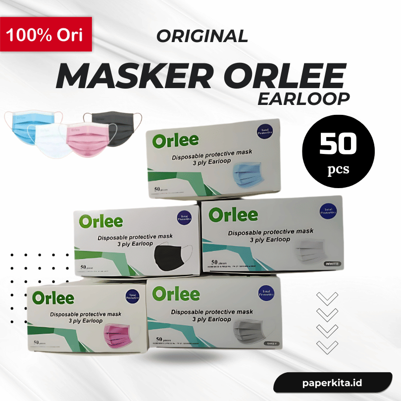 Jual Masker Orlee 3ply Box Isi 50 Original Emboss Earloop Hijab ...