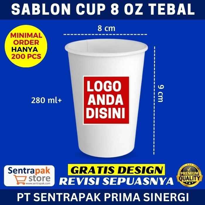 Jual Sablon paper cup 8 oz TEBAL 1 warna - Sablon gelas kertas 8oz ...
