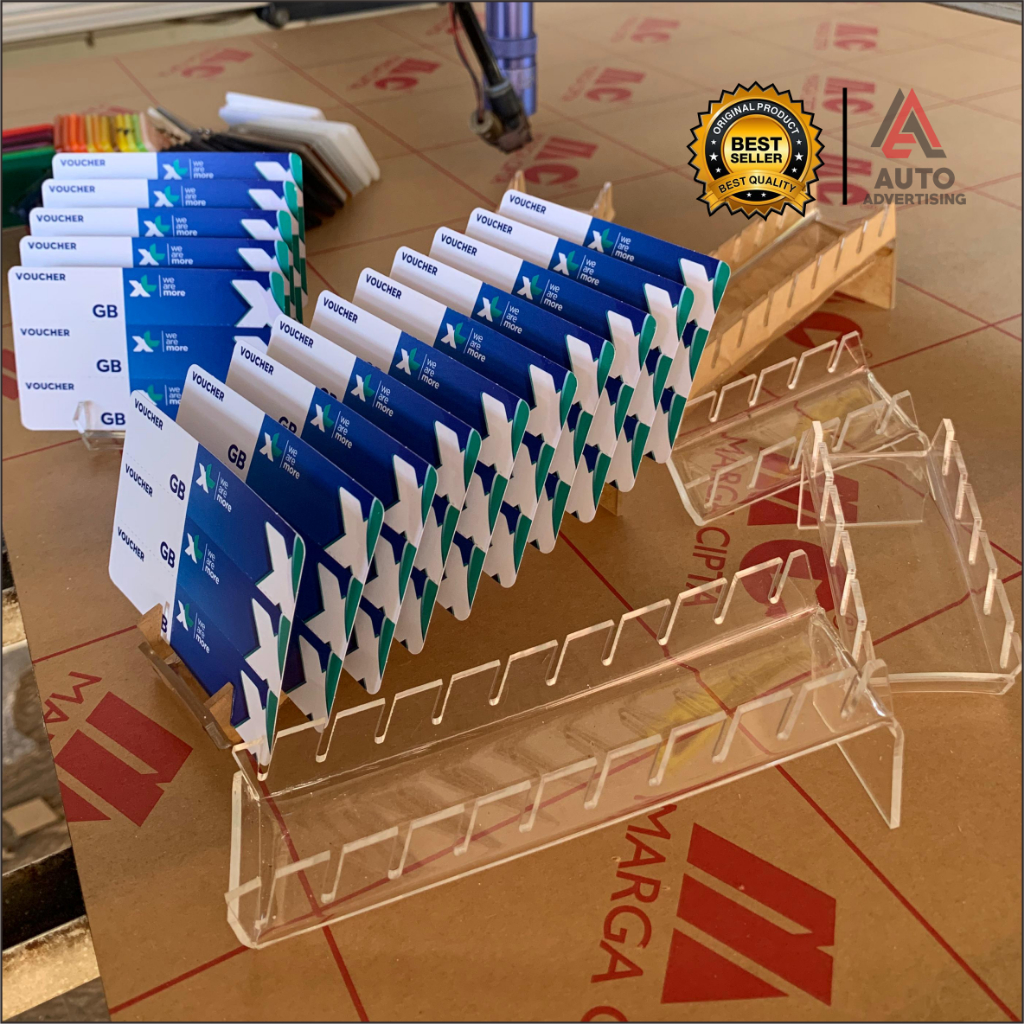 Jual Dudukan Tempat Kartu Perdana Voucher Display Akrilik Laser Cutting ...