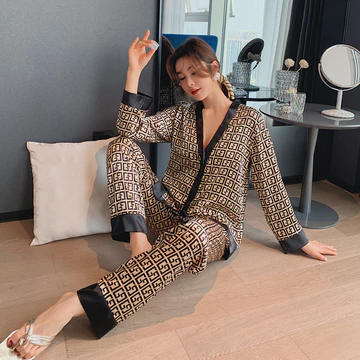 Anaooi Piyama Satin Modern Lengan Panjang Celana Panjang Piama Pajamas Baju Tidur Pakaian Rumah