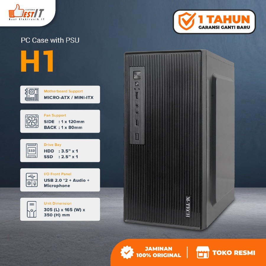 Jual PC Case with PSU ATX 200W Casing PC Komputer H1 | Shopee Indonesia