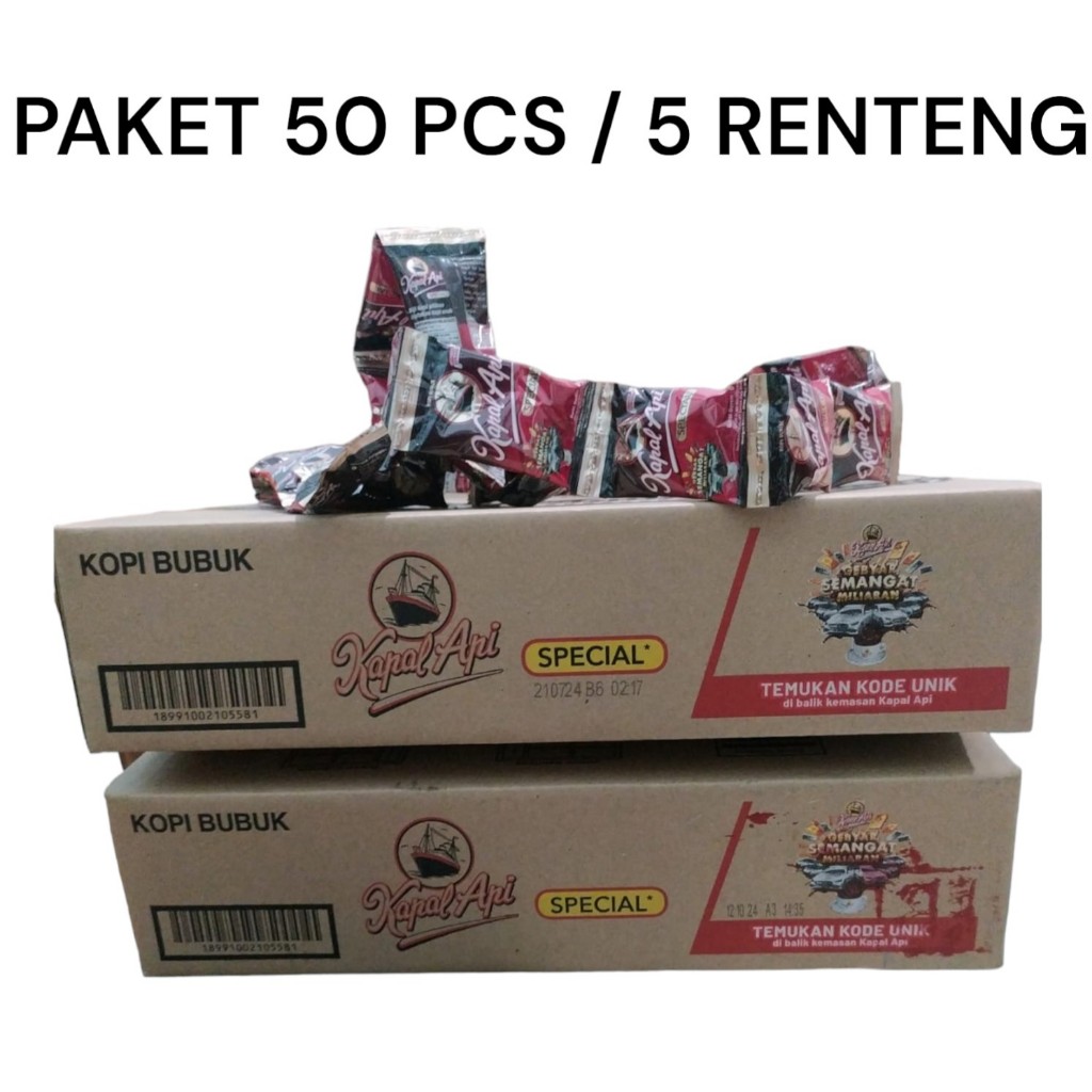 Jual 50 PCS / 5 RENTENG KOPI KAPAL API SPECIAL MINI 6 GRAM (KOPI MURNI ...