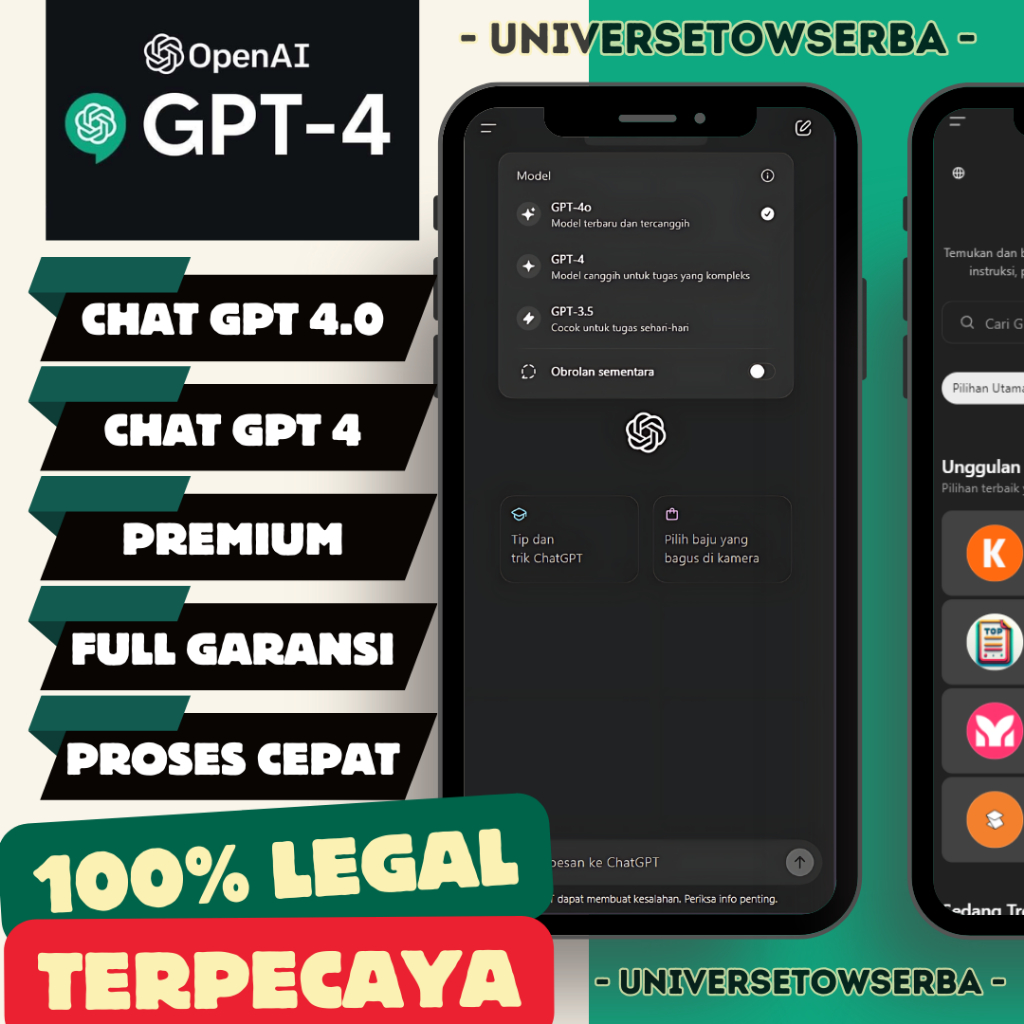 Jual ChatGPT 4.0 | Chat GPT Plus 1 Bulan | Full Garansi | Shopee Indonesia