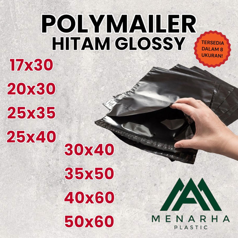 Jual Polymailer Hitam Glossy Isi 100pcs / Plastic Packing Murah Online ...