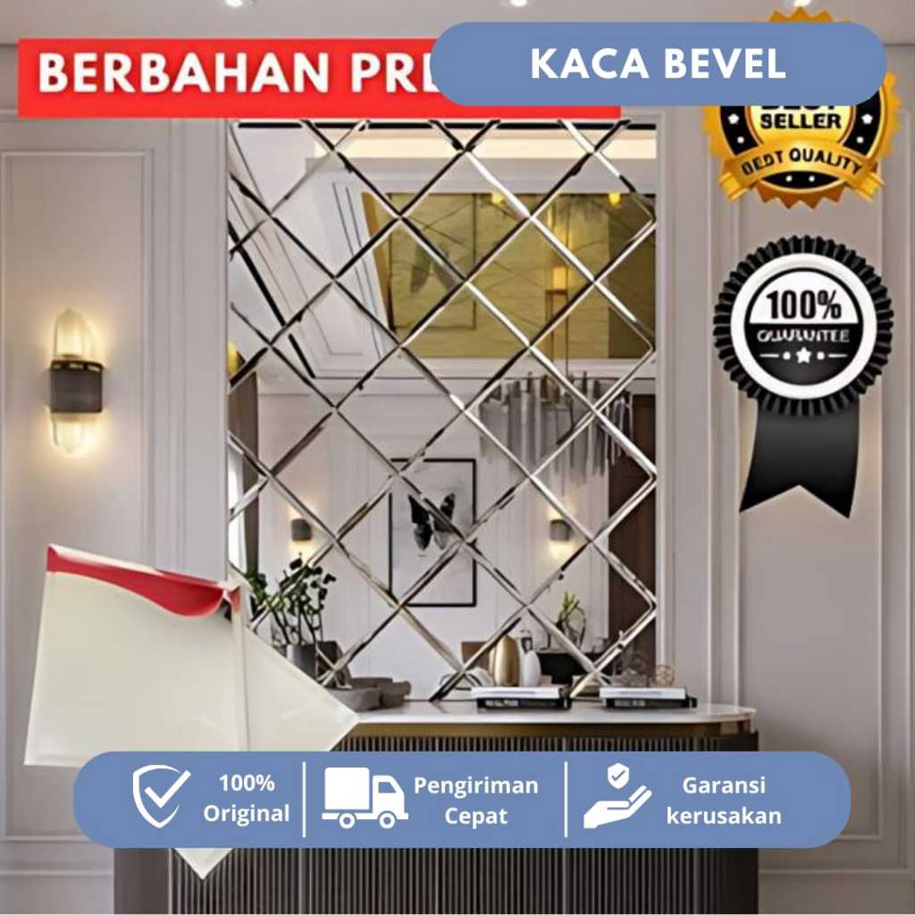 Jual KACA BEVEL CERMIN KOTAK ukr 20cm x 20cm, 15cm x 15cm Tebal 5mm ...
