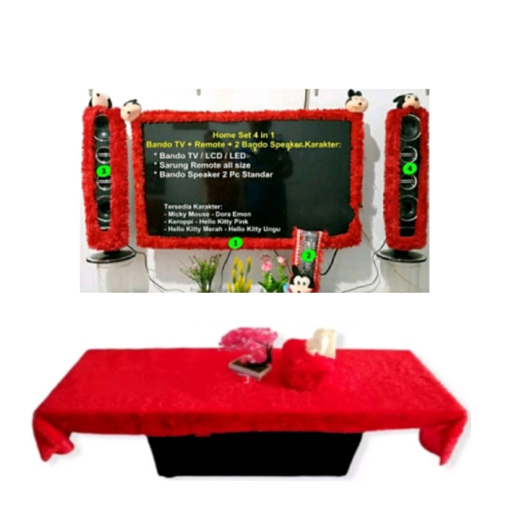 Jual PROMO SET BANDO TV, SARUNG REMOT, BANDO SPEAKER, TAPLAK MEJA