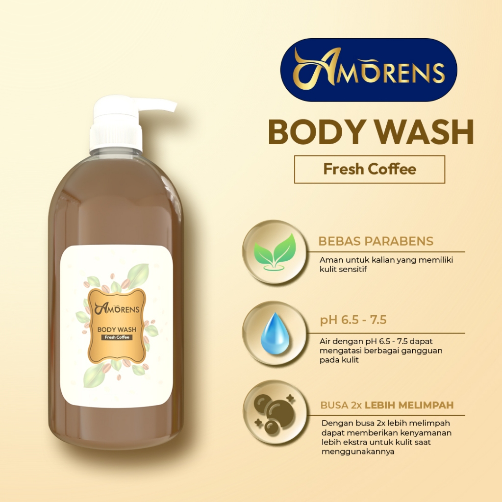 Jual AMORENS Body Wash 1000ml - Aroma Fresh Coffee [1 Liter] | Shopee ...
