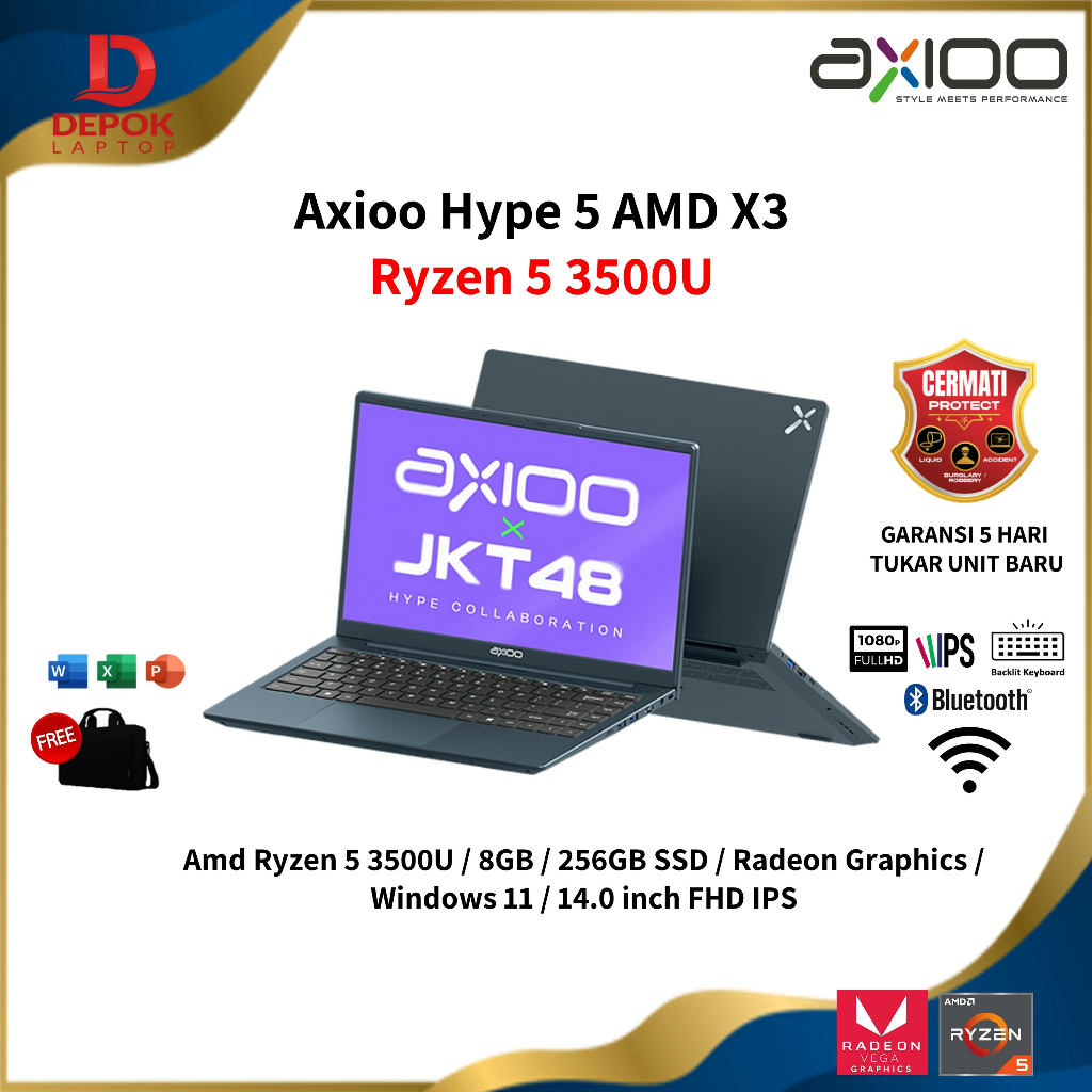 Jual Axioo Hype 5 AMD X3 Ryzen 5 3500U 8GB 256GB Windows 11 14.0FHD IPS ...