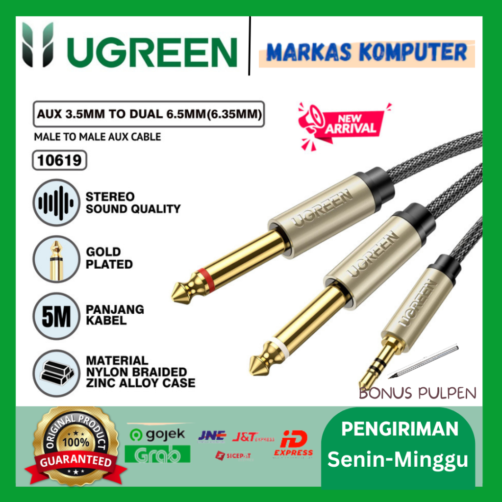 UGREEN Kabel Audio Splitter Jack TRS To Dual TS 10613