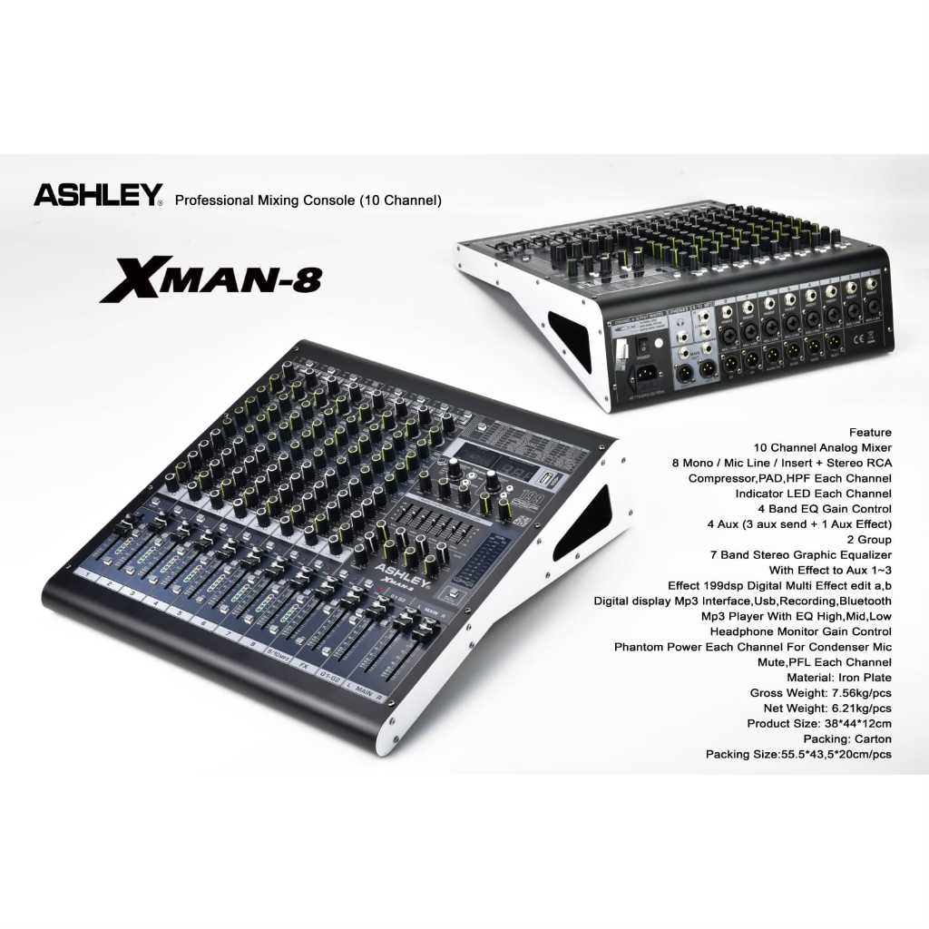 Jual Mixer Recording ASHLEY NEW XMAN 8channel XMAN8 8ch XMEN 8 PC ...