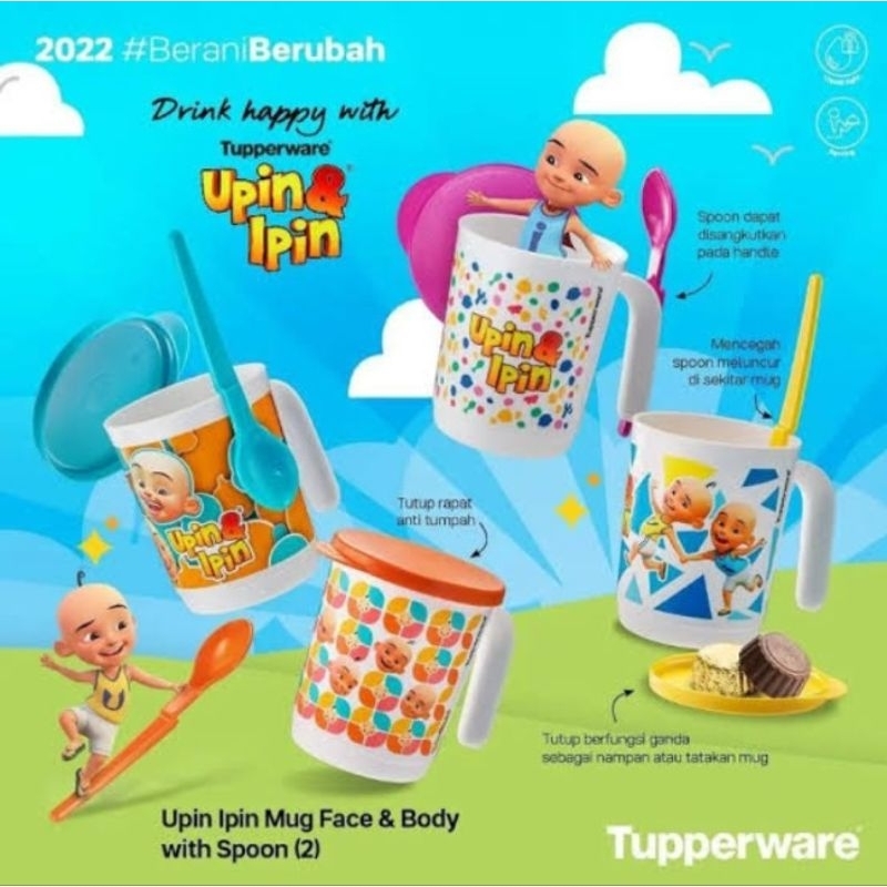 Jual Tupperware Gelas Mug Upin Ipin Lucu PROMO MURAH Original | Shopee ...