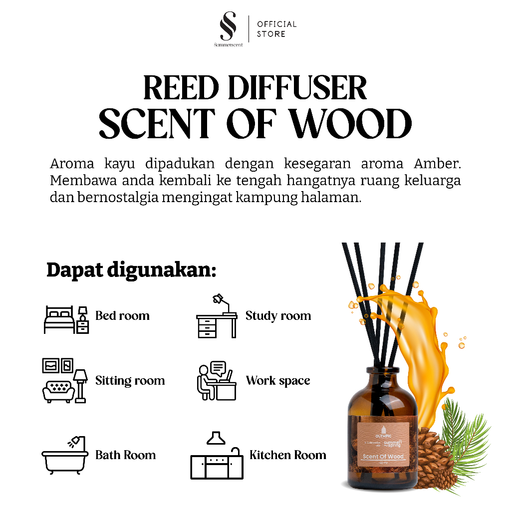 Jual Reed Diffuser Aroma Scent Of Wood Pewangi Terapi Pengharum Ruangan