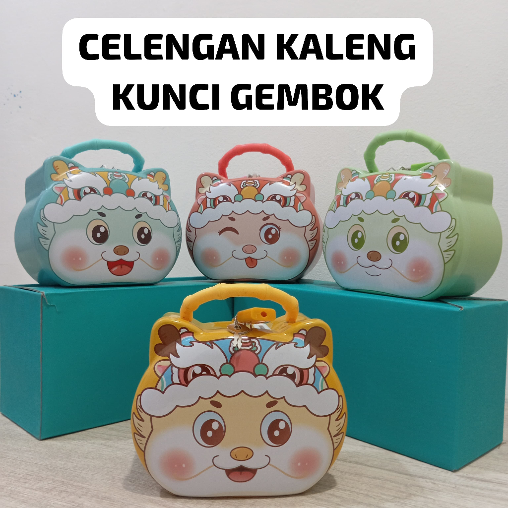 Jual Celengan anak bahan kaleng Motif Barongsai/ Naga Coin Box Kunci ...