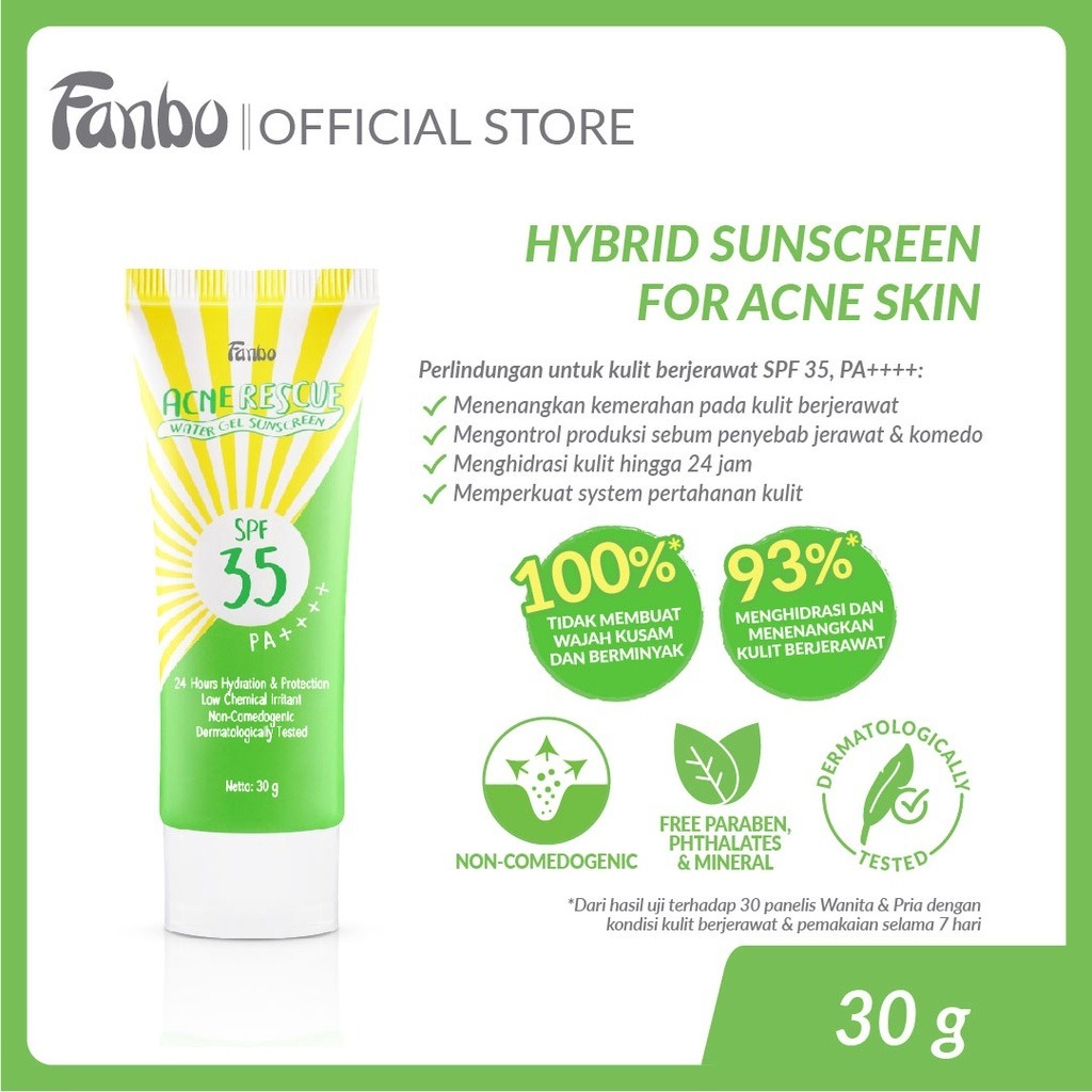 Jual Fanbo Acne Rescue Water Gel Sunscreen SPF 35 , PA++++ - untuk ...