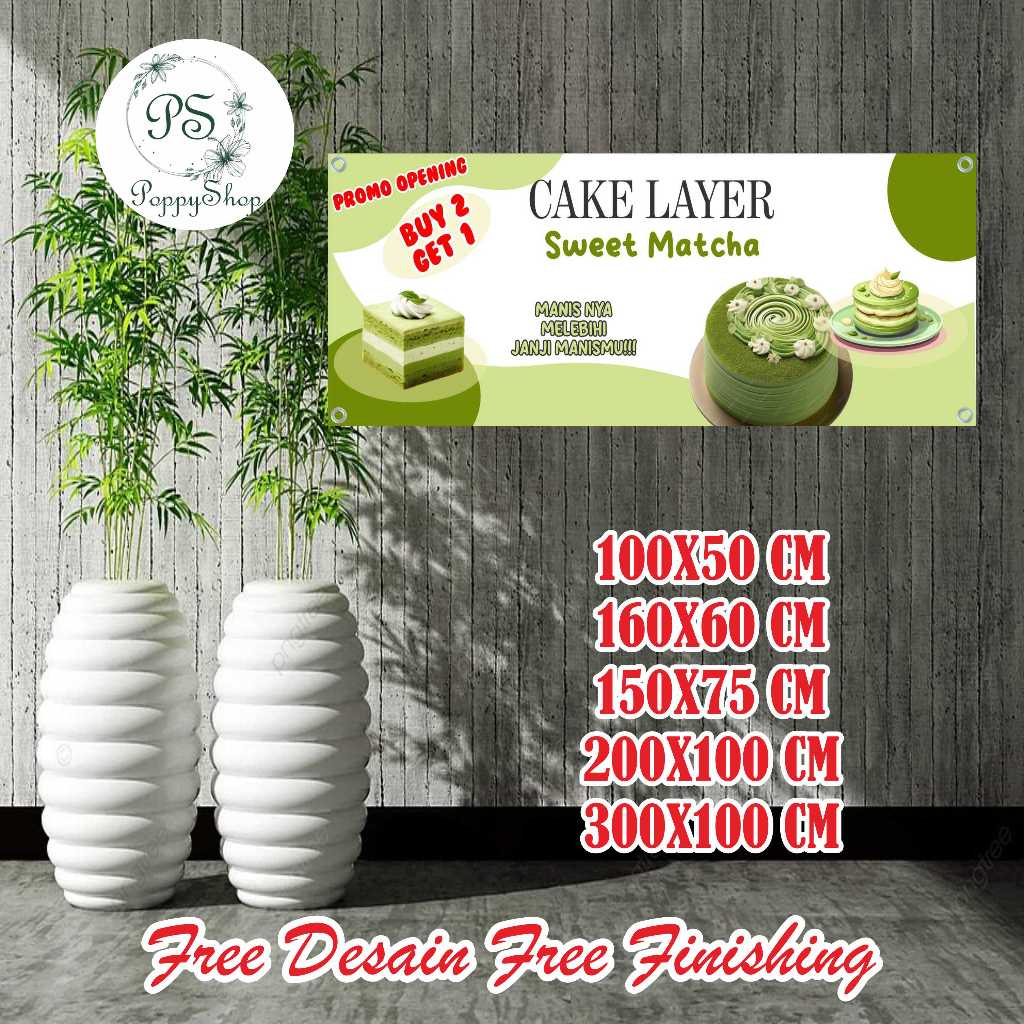 Jual Spanduk Banner 160X60 Cake Layer Matcha Bisa Custom Desain ...