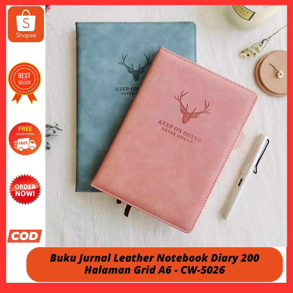 Jual Buku Jurnal Leather Notebook Diary 200 Halaman Grid A6 / Buku ...