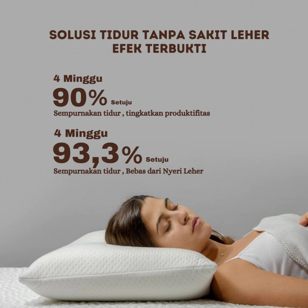 Ilustrasi bantal Vablo memory foam yang mengikuti postur kepala dan leher saat tidur
