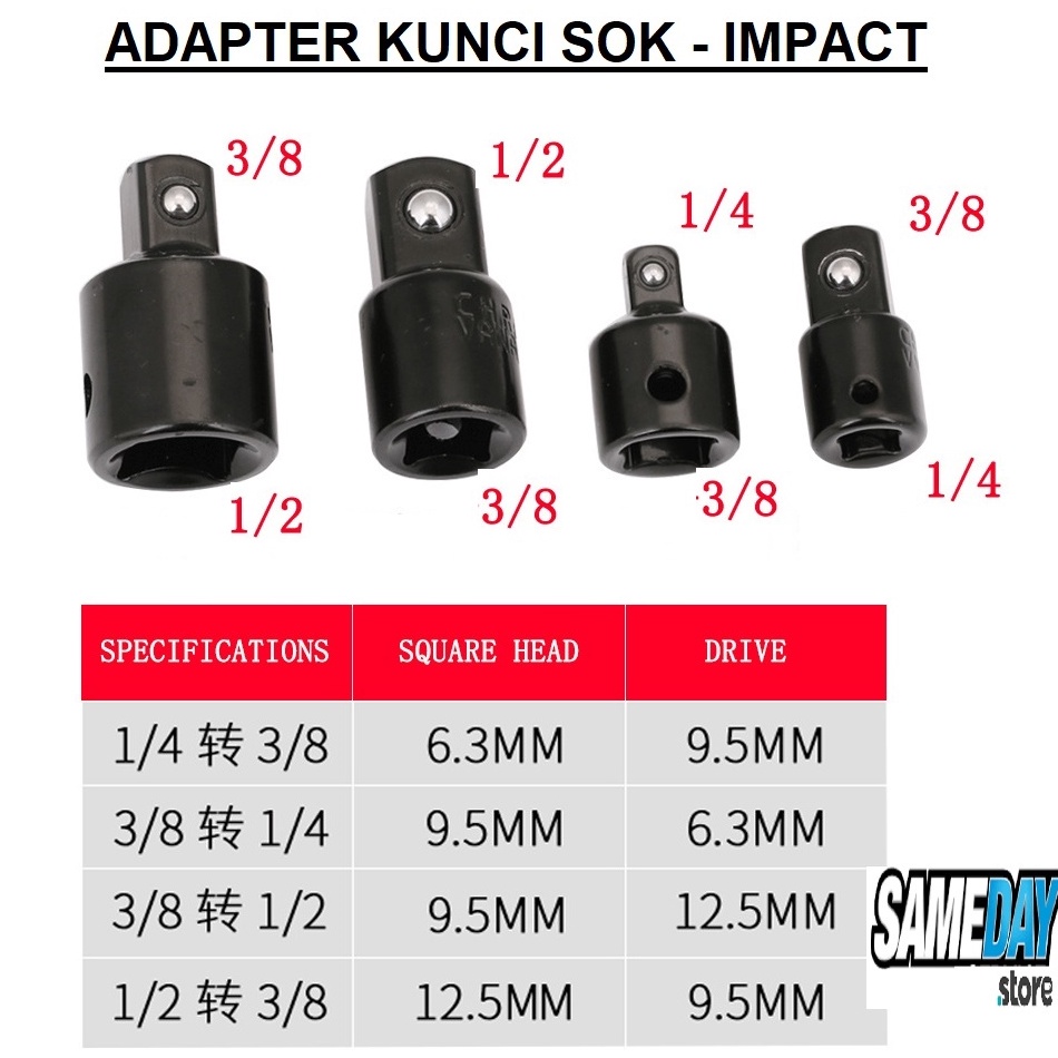Jual Best Seller Adapter Reducer Impact Driver Adaptor Kunci Sok Sock ...