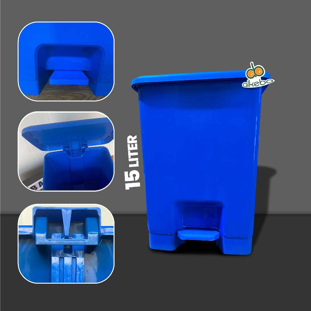 Jual Tempat Sampah Plastik Injak 15 liter Biru Medical Trash Bin Pedal ...