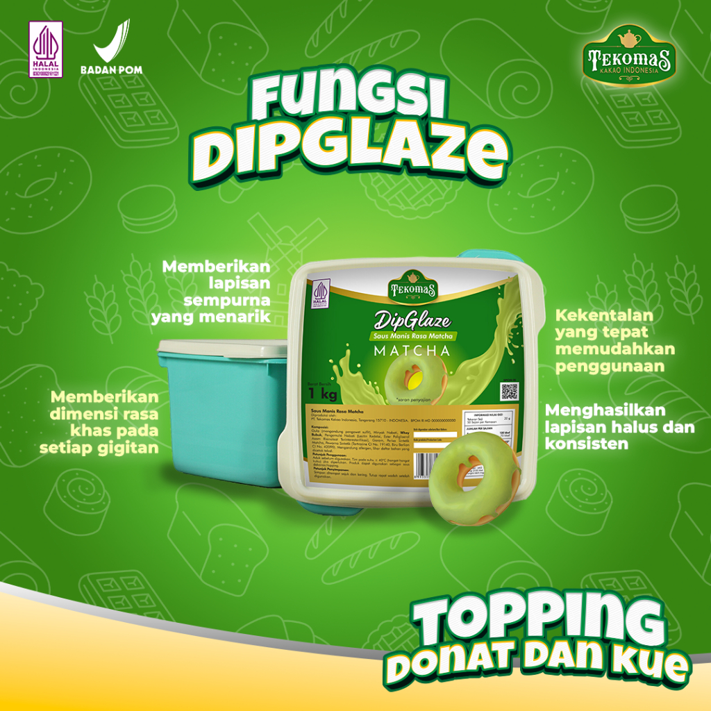 Jual TEKOMAS - Dip Glaze Rasa Matcha/Green Tea 1 Kg ECO Topping Donut ...