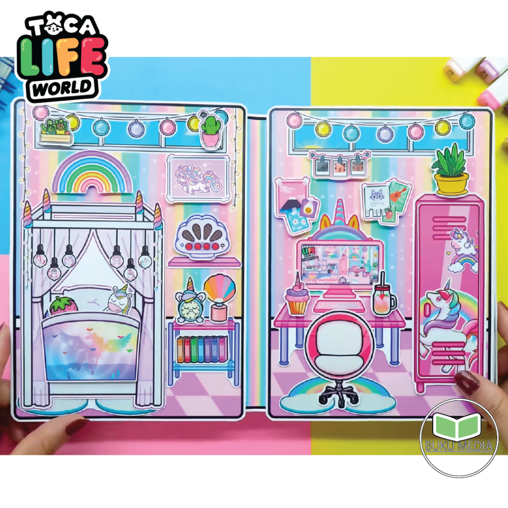 Jual paper doll house Toca Boca UNICORN busy book mainan kertas ...