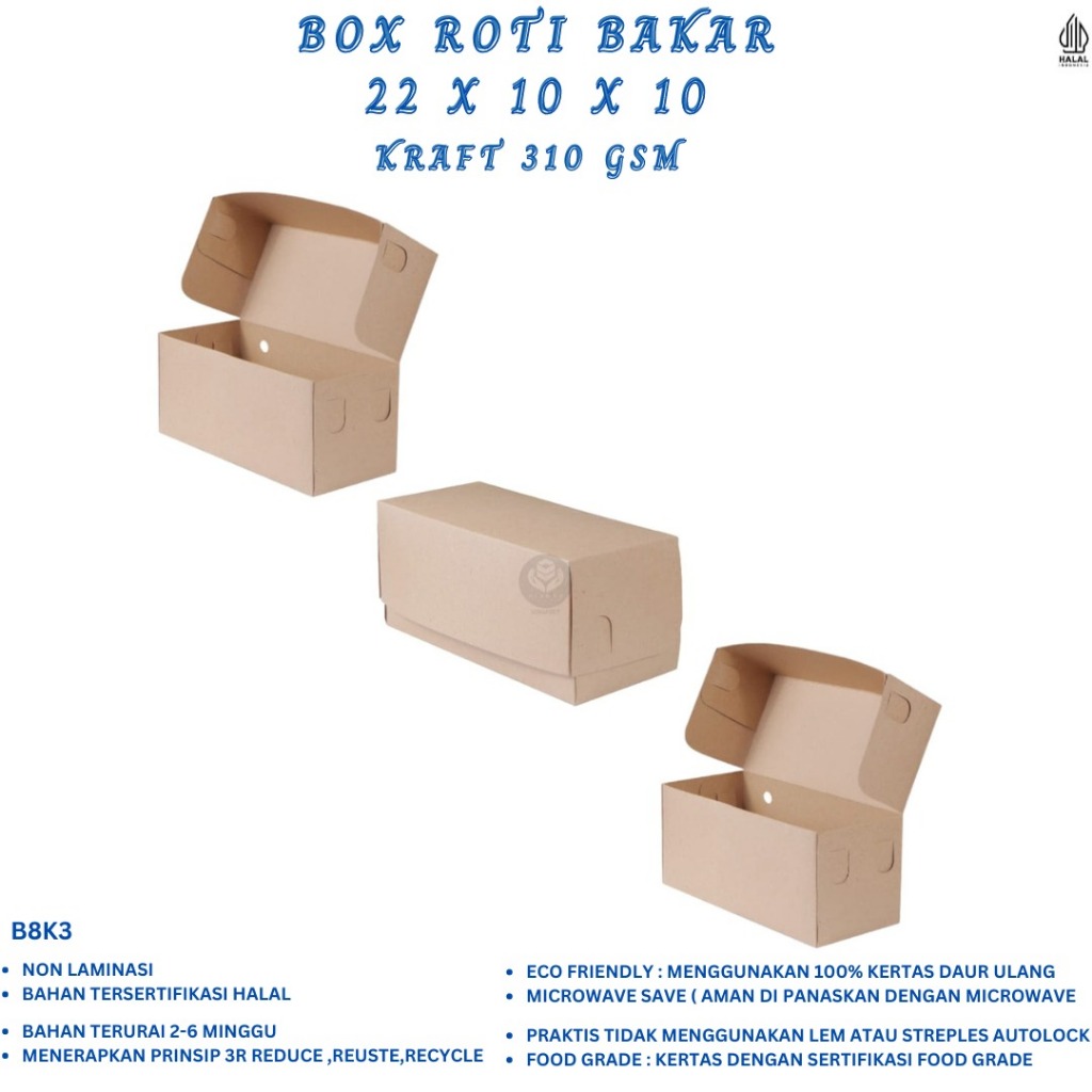Jual Box Roti Bakar Dus Roti Bakar Dus Roti (B8K3-22X10X10 Cm) | Shopee ...