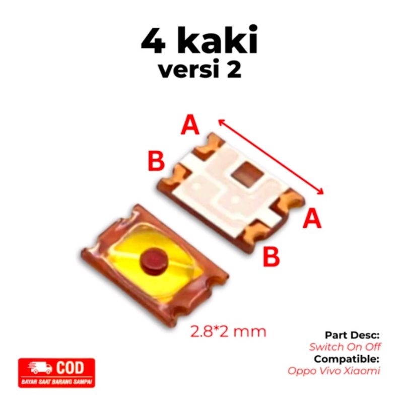 Jual Switch On Off Kaki 4 Versi 2 / Tombol Switch Power Volume | Shopee ...