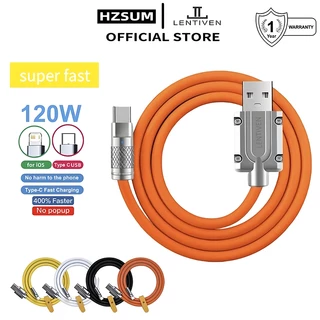 HZSUM LENTIVEN 120W kabel data Fast Charging Micro usb Type-C Cable FOR iPhone ios usb Android Cable Data