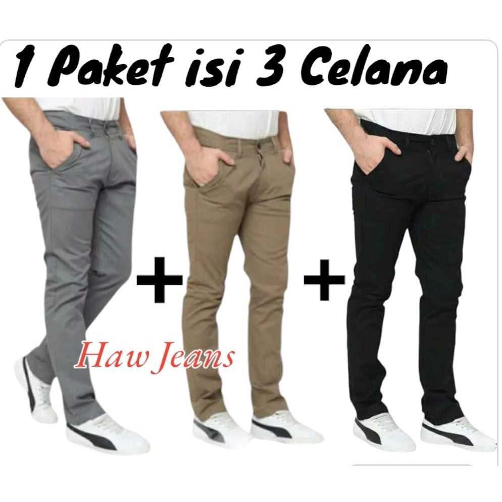 Jual PAKET KOMPLIT!!! 1PAKET ISI 3 CELANA PANJANG CHINO Jual PAKET KOMPLIT!!! 1PAKET ISI 3 CELANA PANJANG CHINO