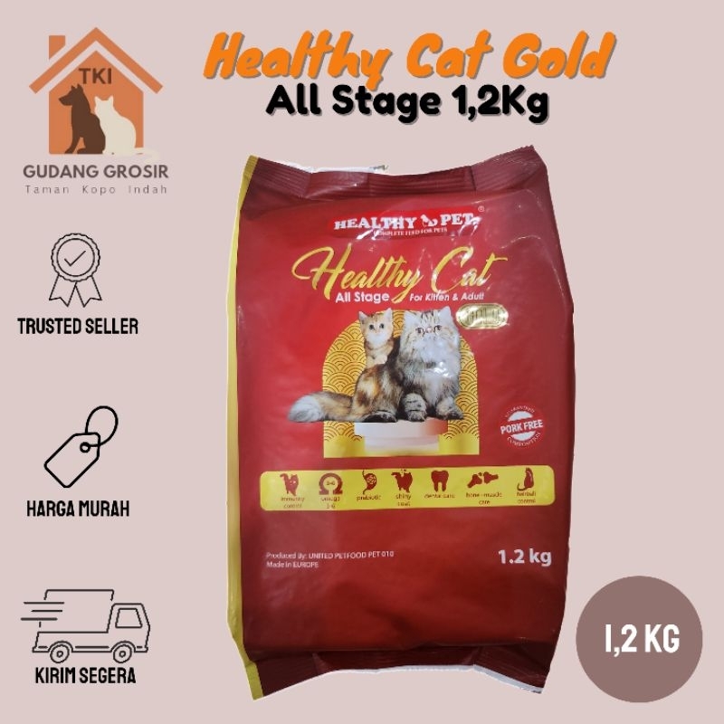 Jual Healthy Cat Gold 1.2Kg All Stage Kitten & Adult Makanan Kucing ...