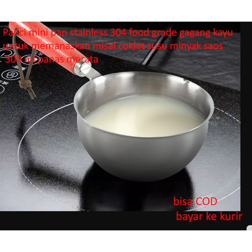 Jual Panci mini pan stainless 304 food grade gagang kayu untuk ...