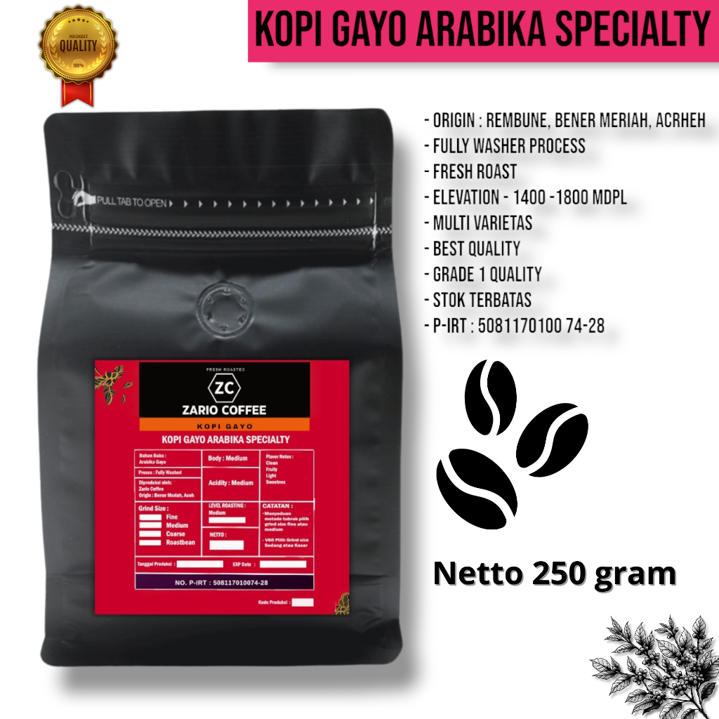 Jual KOPI ARABIKA GAYO SPECIALTY 250GR ROAST…