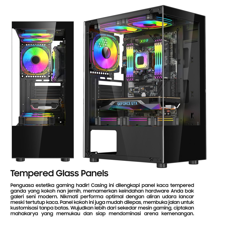 Jual Digital Alliance N50SE Casing Komputer Gaming Tempered Glass ...