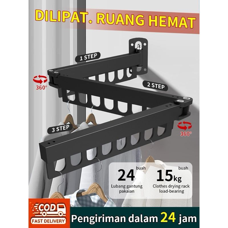 Jual FMFIT Tempat Jemuran Gantung Baju Tembok Dinding Lipat Tempel 3 ...