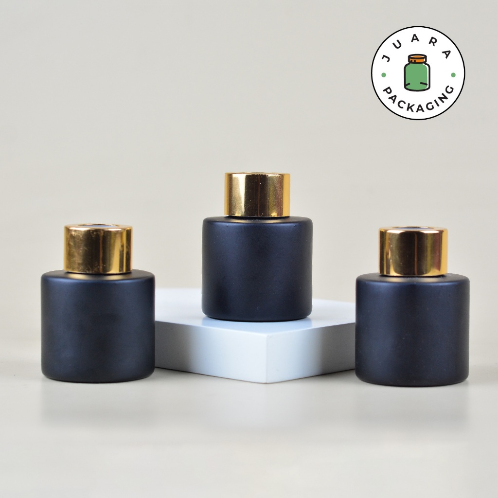 Jual Botol Kaca Diffuser 30ml Warna Hitam Doff dengan Tutup Gold ...
