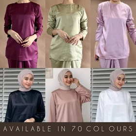 Blus Blouse Inner Lengan Panjang Satin Velvet Casual Formal Pesta Mewah Size S 5XL