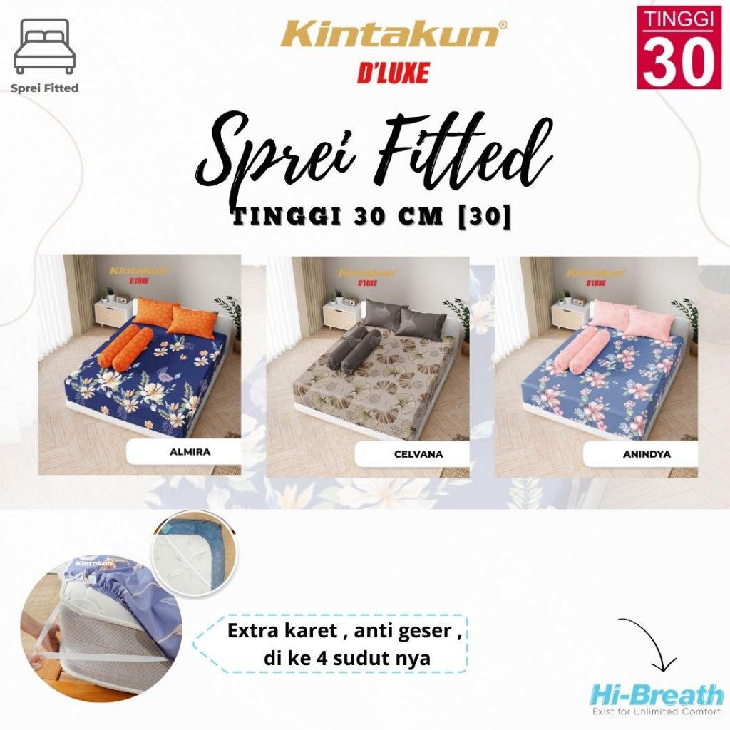 Jual Promo Lebaran Kintakun Deluxe Sprei Fitted Queen T X Tinggi Terlaris