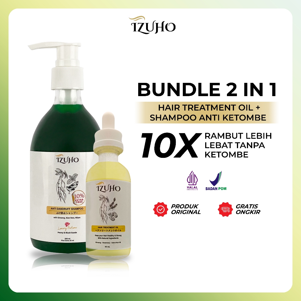 Jual BUNDLING HEMAT!! IZUHO HAIR SHAMPOO ANTI KETOMBE + IZUHO HAIR OIL