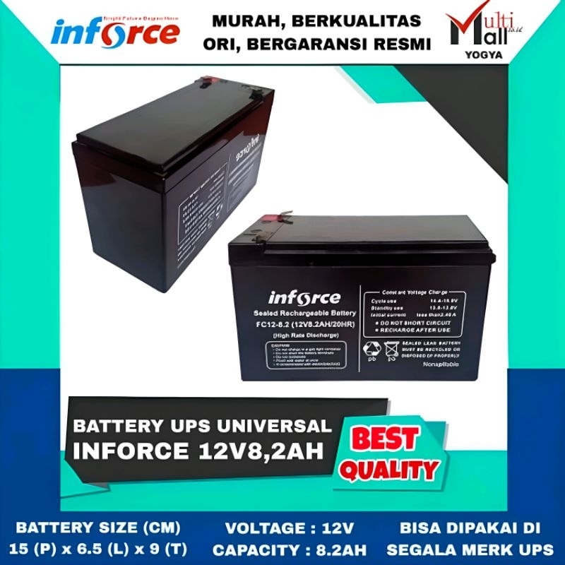 Jual Inforce Battery UPS 12V8,2AH / 12V 8AH 8.2AH / 8.0A 12V Universal ...
