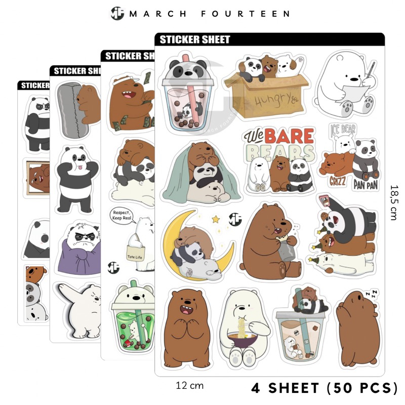 Jual [50 Pcs] Sticker We Bare Bears Kiss Cut Vynil Premium Laminasi ...