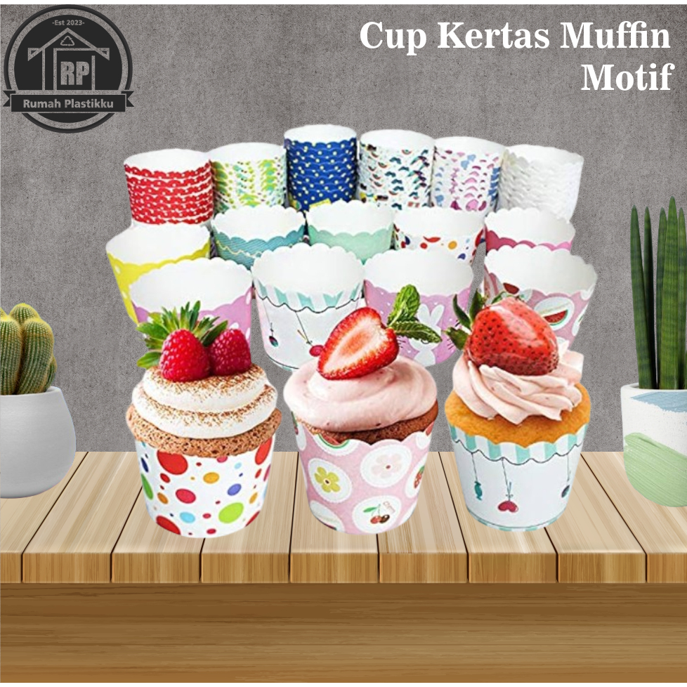 Jual Paper Cup Muffin / Kertas CupCake / Motif Random / Ukuran M dan S ...