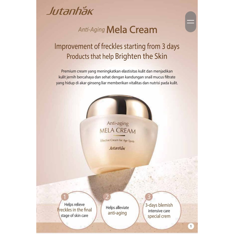 Jual Jutanhak - Mela Cream (anti aging) 50ml | Shopee Indonesia
