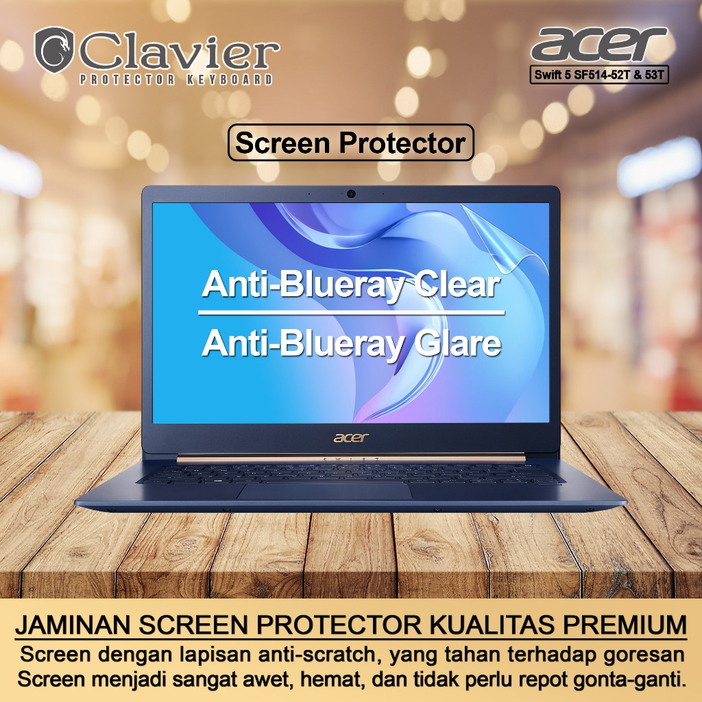 Cover Keyboard Screen Protector Garskin Laptop Anti Gores Acer Swift  SF514-52T-52DW 55W0 82HE Cooskin Clear Anti Glare Silikon Bening Metalik  Karbon