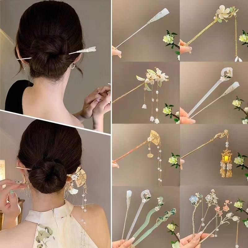 Jual COD ️Tusuk Konde Bunga Plum Blossom Hairpin Cina Gaya Sliver Anti ...