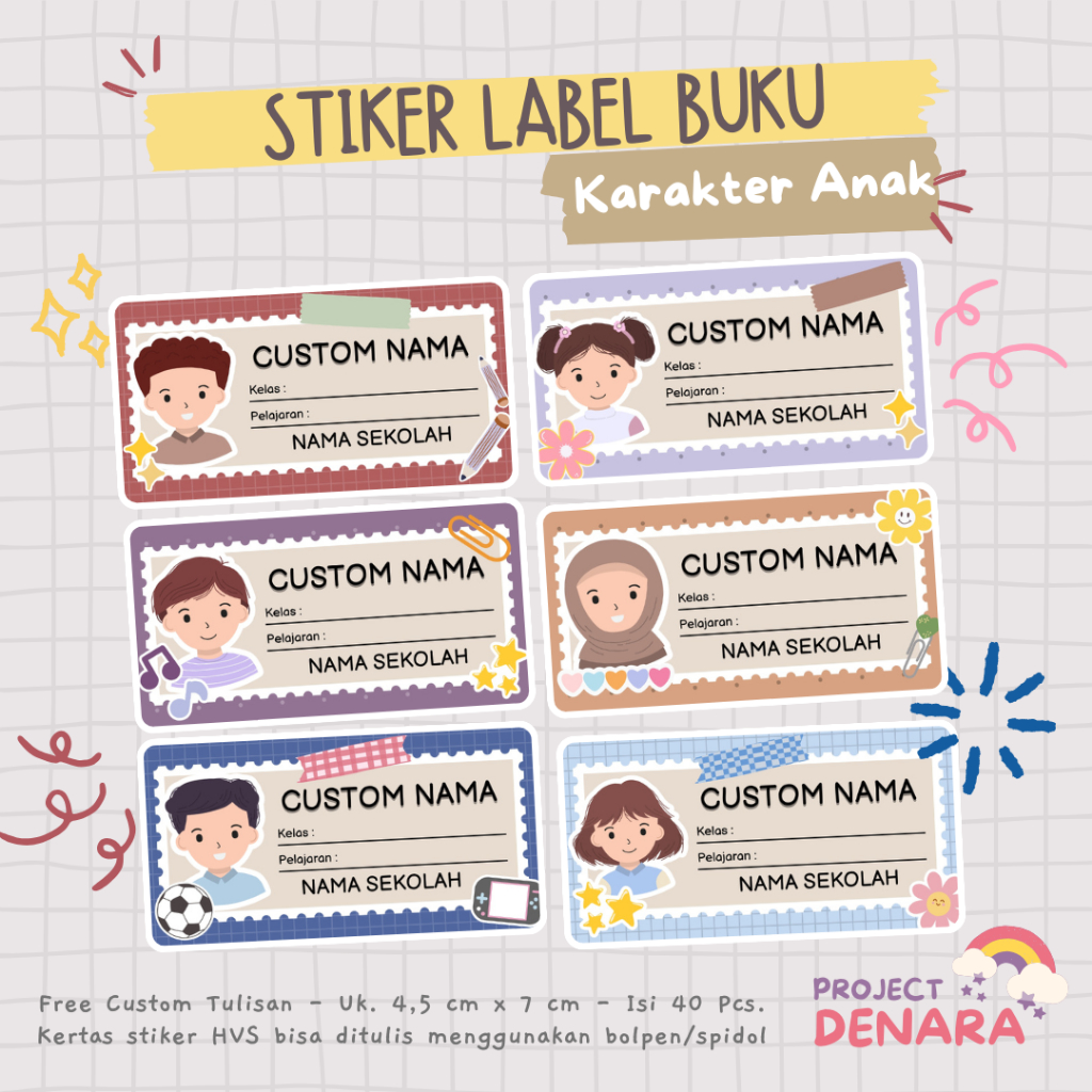 Jual 40 Pcs Stiker Label Nama Buku - Stiker Label Nama Buku Pelajaran ...