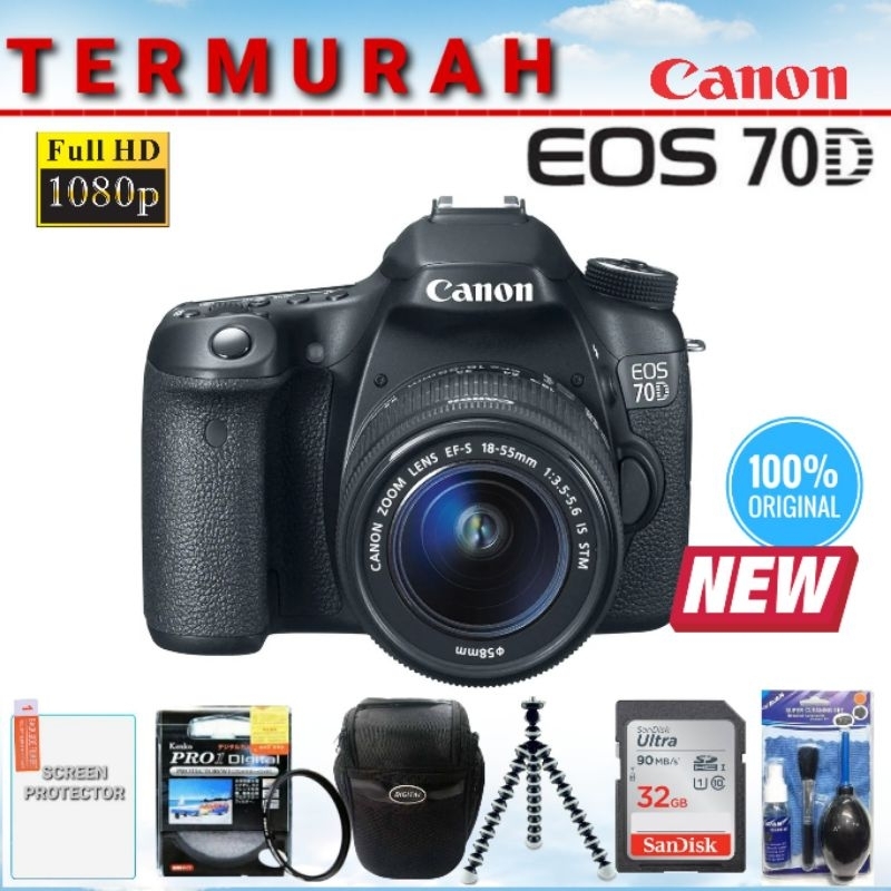 Jual KAMERA CANON EOS 70D WIFI + LENSA 18-55MM IS STM ORIGINAL DAN