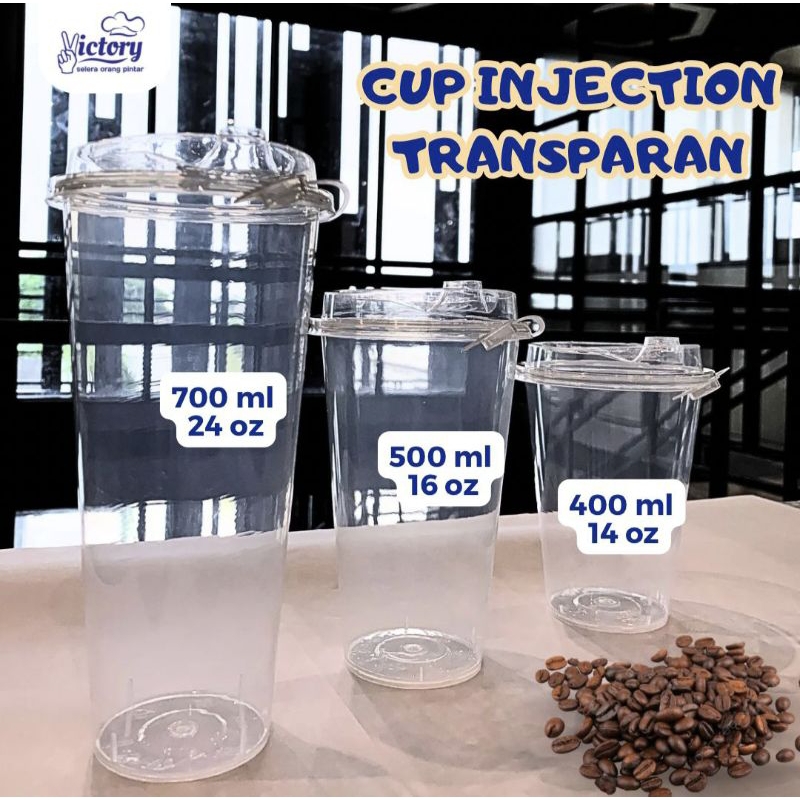 Jual Cup injection transparan / bening dan frosted / buram / doff 12oz ...