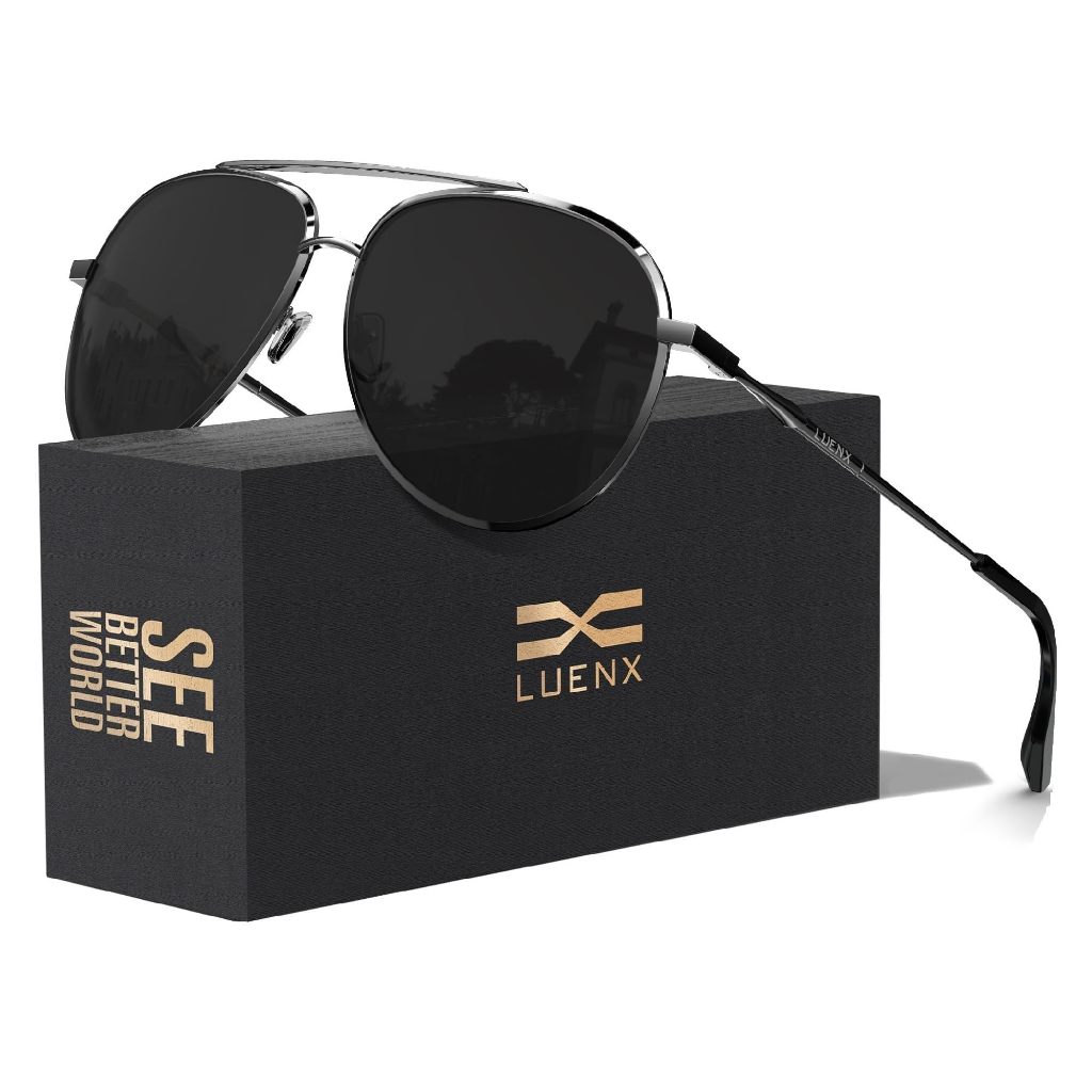 Jual Luenx Kacamata Hitam Aviator Sunglasses Unisex Polarized Lens ...