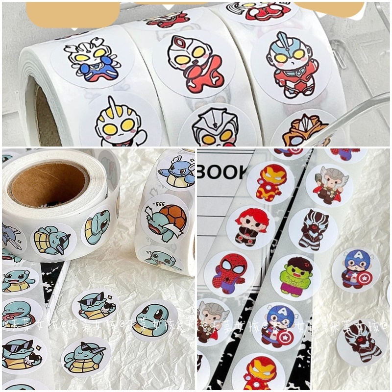Jual [ORGM] ULTRAMAN SUPERHERO POKEMON | Sticker Roll Lucu isi 500pc ...